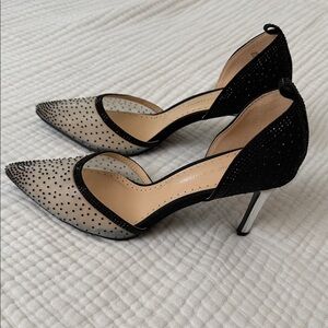 Adrienne Vittadini Black and Silver Stiletto Heels